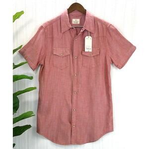 Mutual Weave Classic Fit Short Sleeve Red Button-Down Shirt Men's Medium Tall